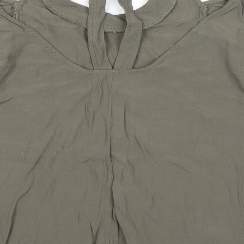 Light Before Dark Womens Green Viscose Basic Blouse Size M Round Neck