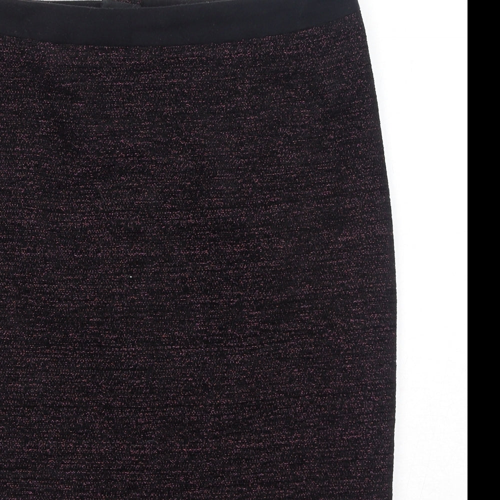 Viyella Womens Purple Wool Straight & Pencil Skirt Size 8 Zip
