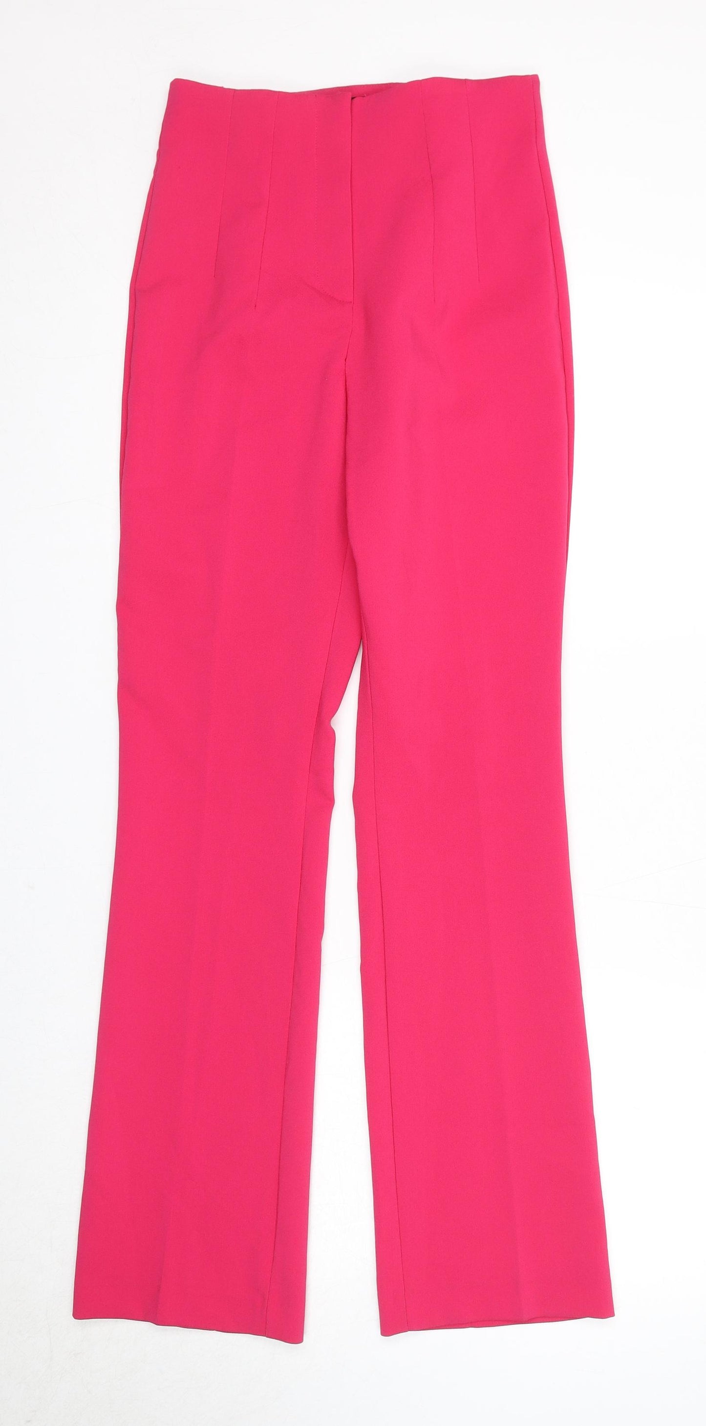 Zara Womens Pink Polyester Trousers Size XS Regular Zip