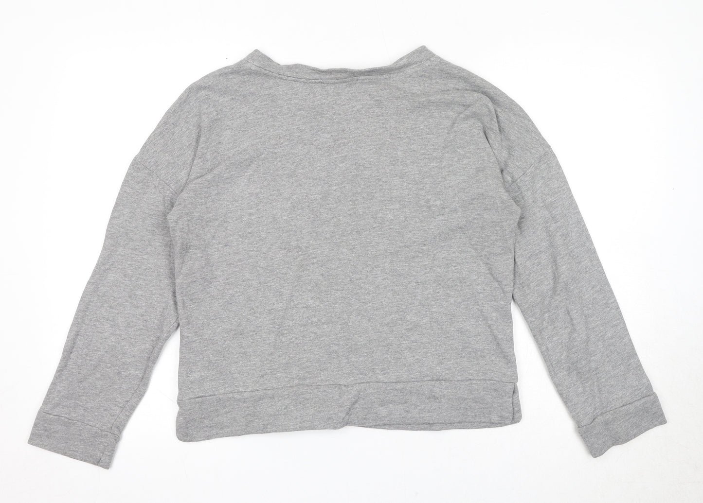 Marks and Spencer Womens Grey Cotton Pullover Sweatshirt Size 8 Pullover - Flower Detail