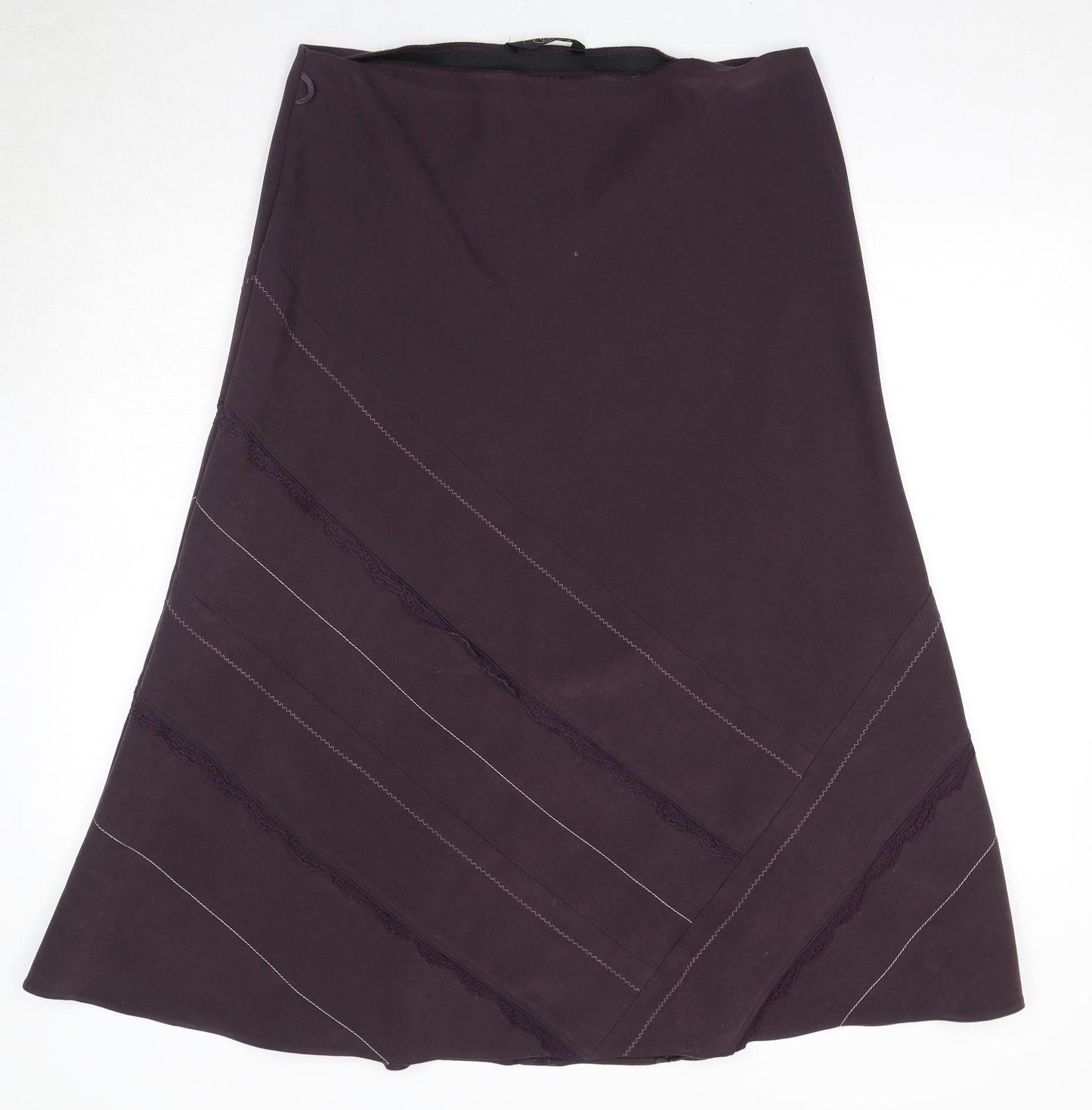 Bonmarché Womens Purple Striped Polyester A-Line Skirt Size 16