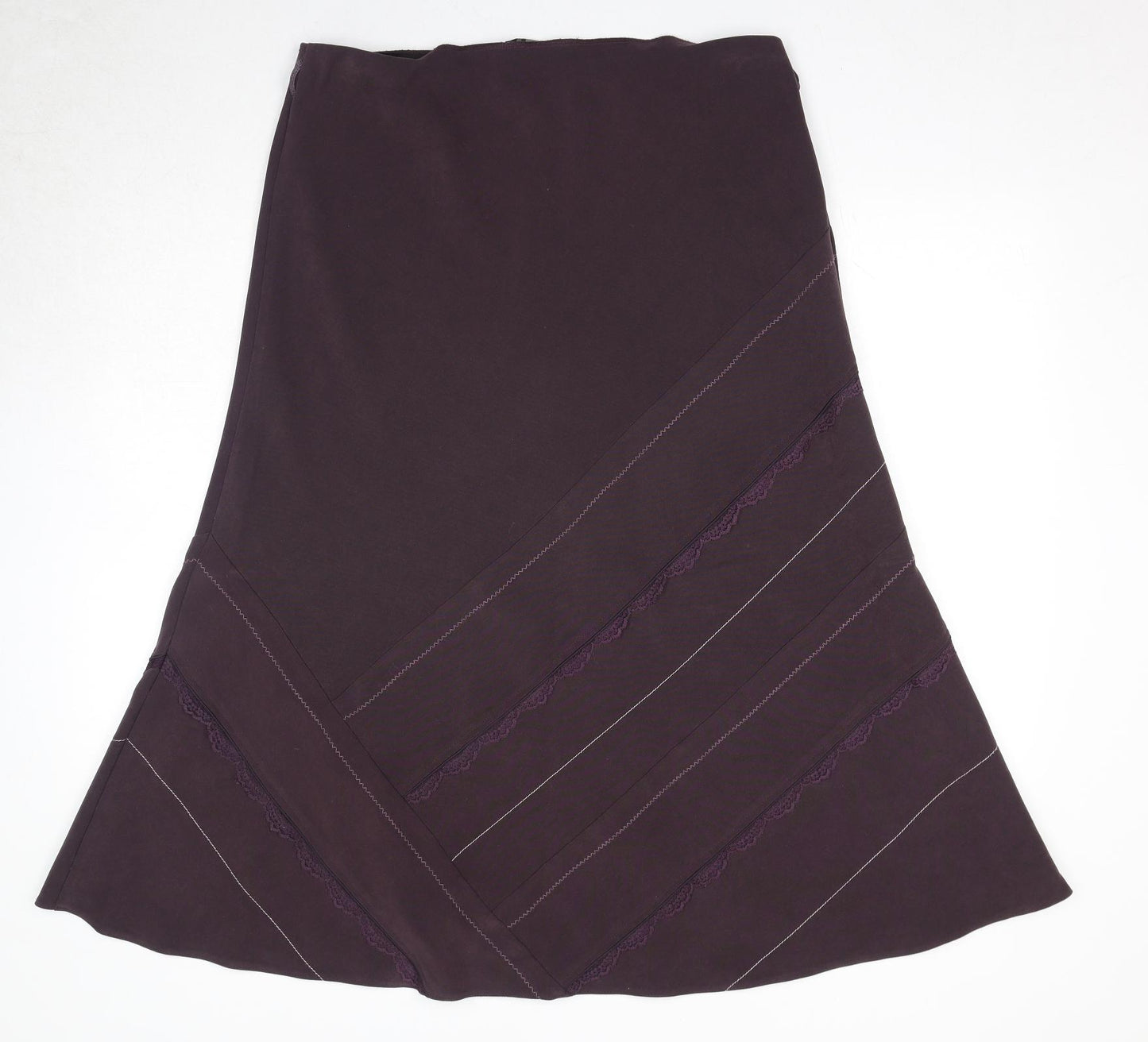 Bonmarché Womens Purple Striped Polyester A-Line Skirt Size 16