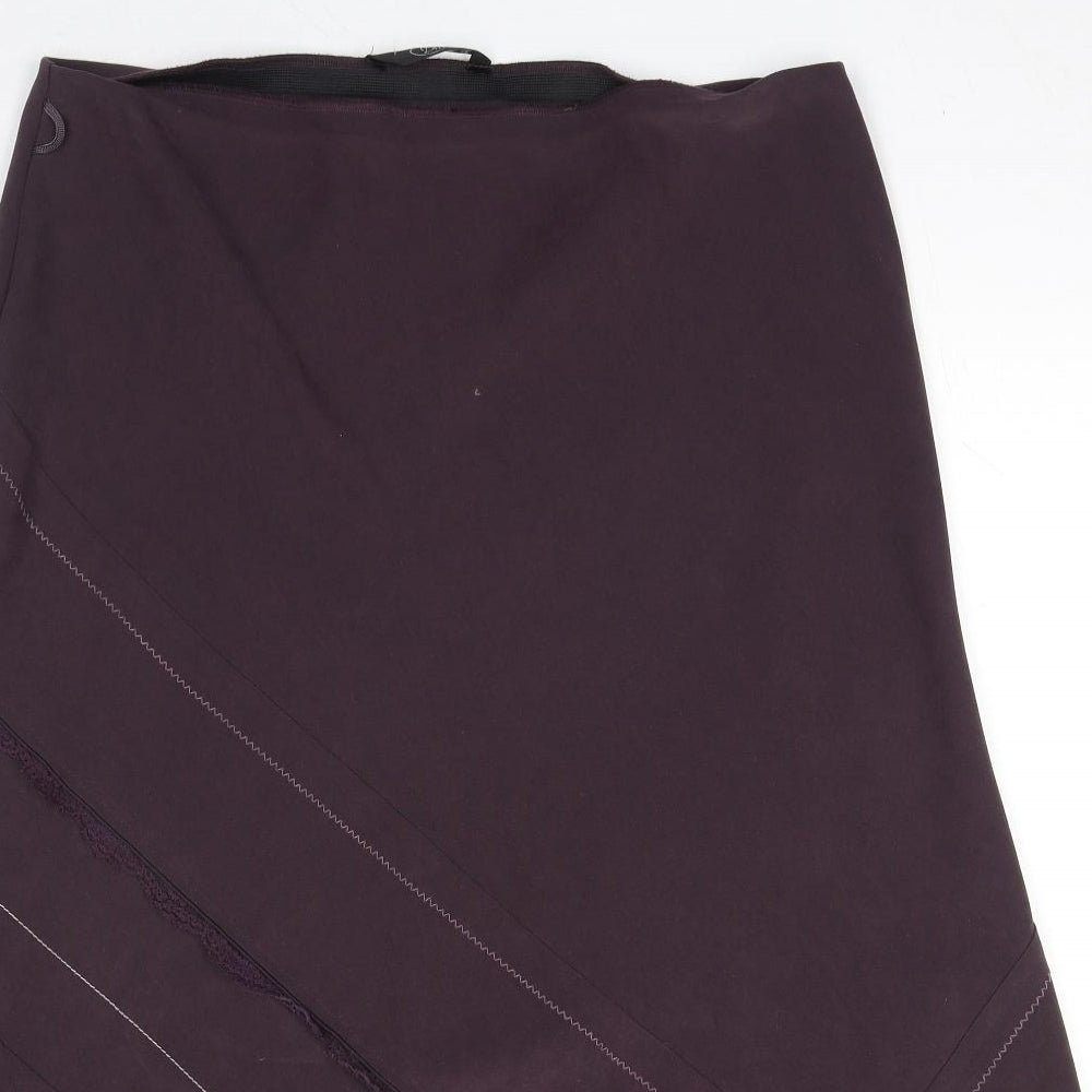Bonmarché Womens Purple Striped Polyester A-Line Skirt Size 16