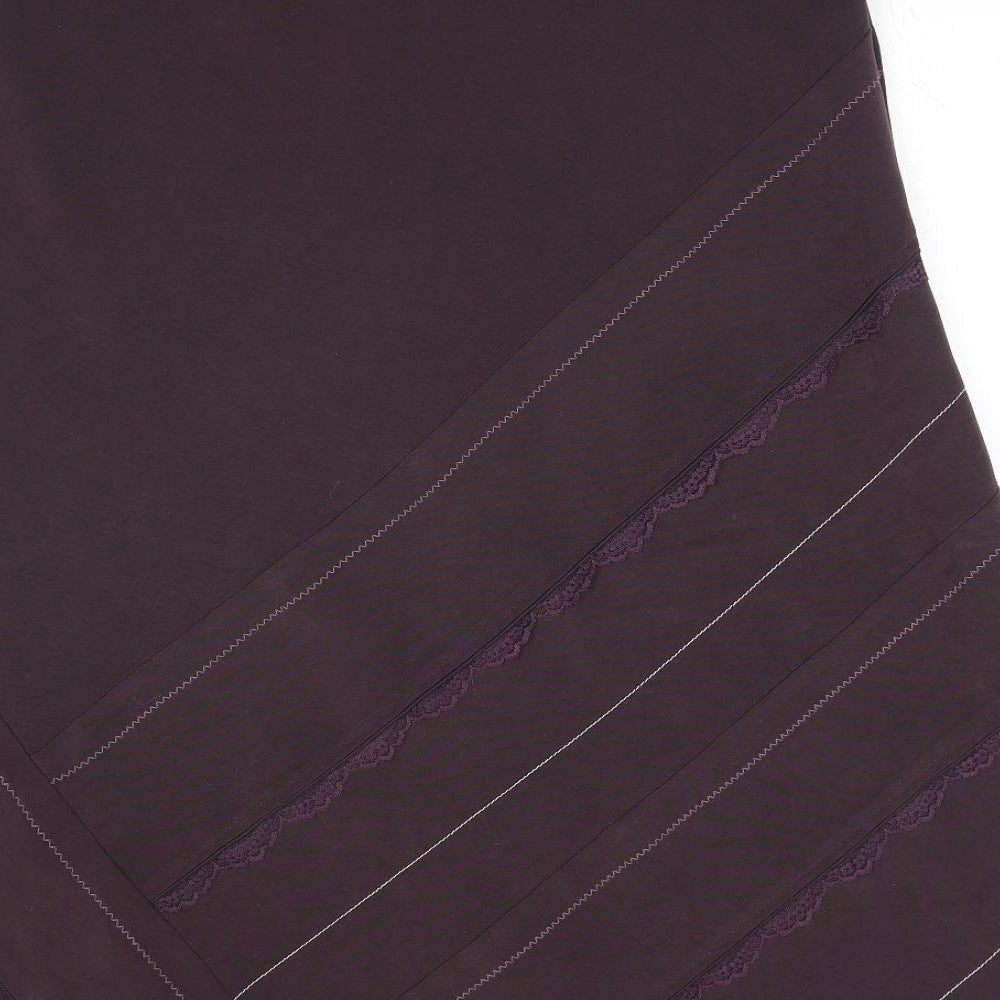 Bonmarché Womens Purple Striped Polyester A-Line Skirt Size 16