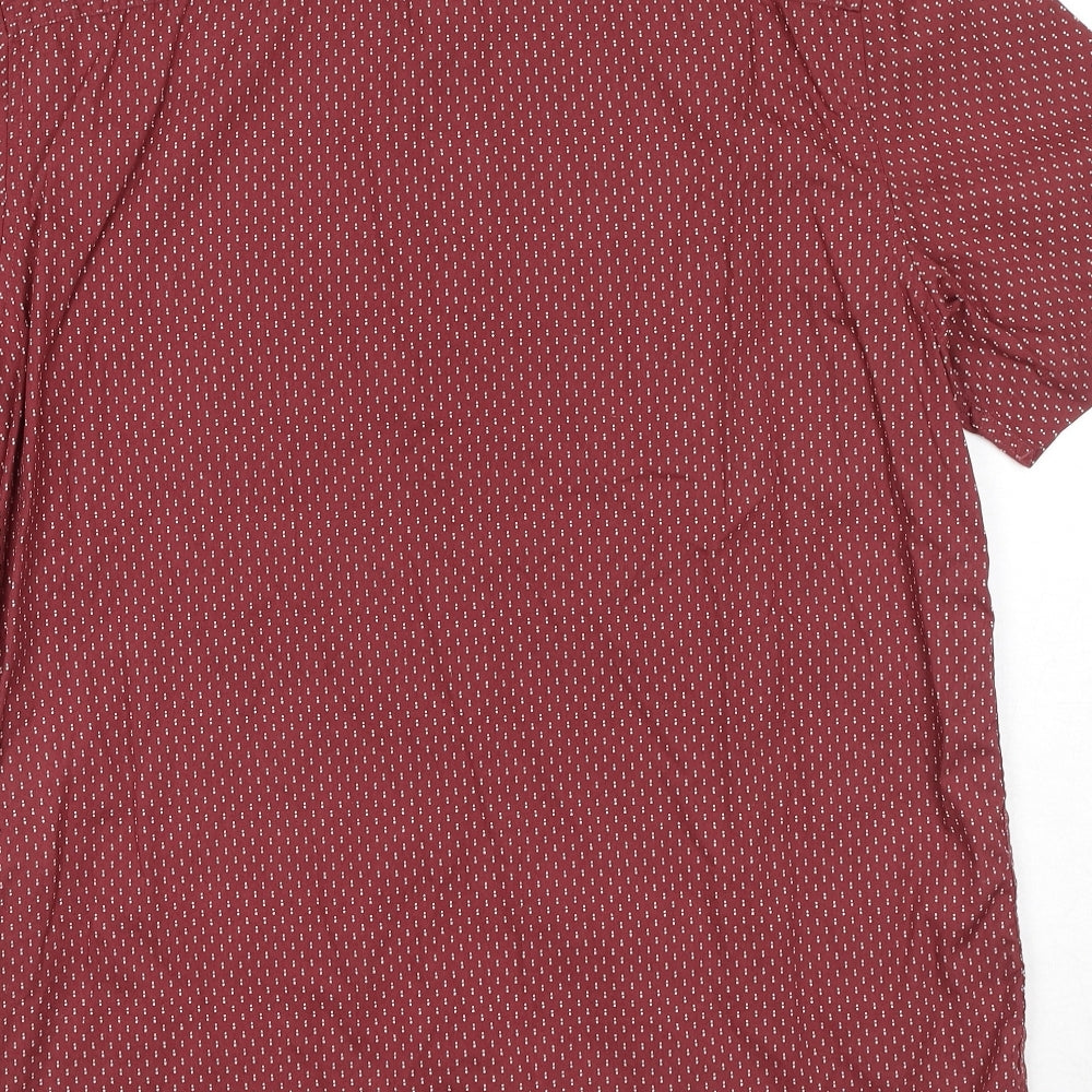 ASOS Mens Red Geometric Cotton Button-Up Size L Collared Button