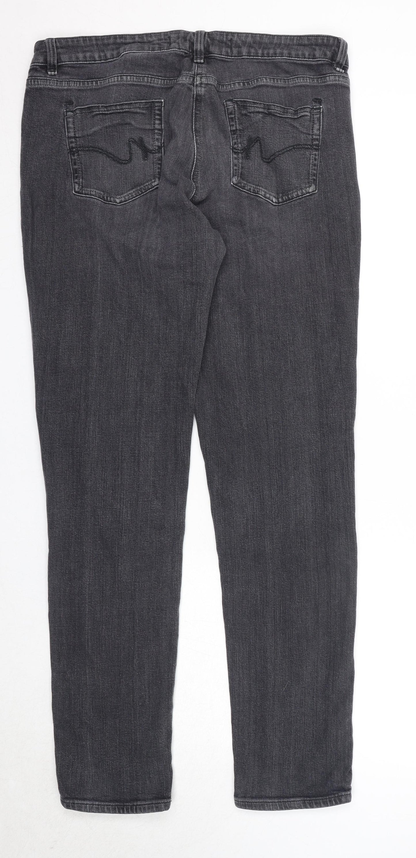 NEXT Womens Black Cotton Straight Jeans Size 14 Regular Zip