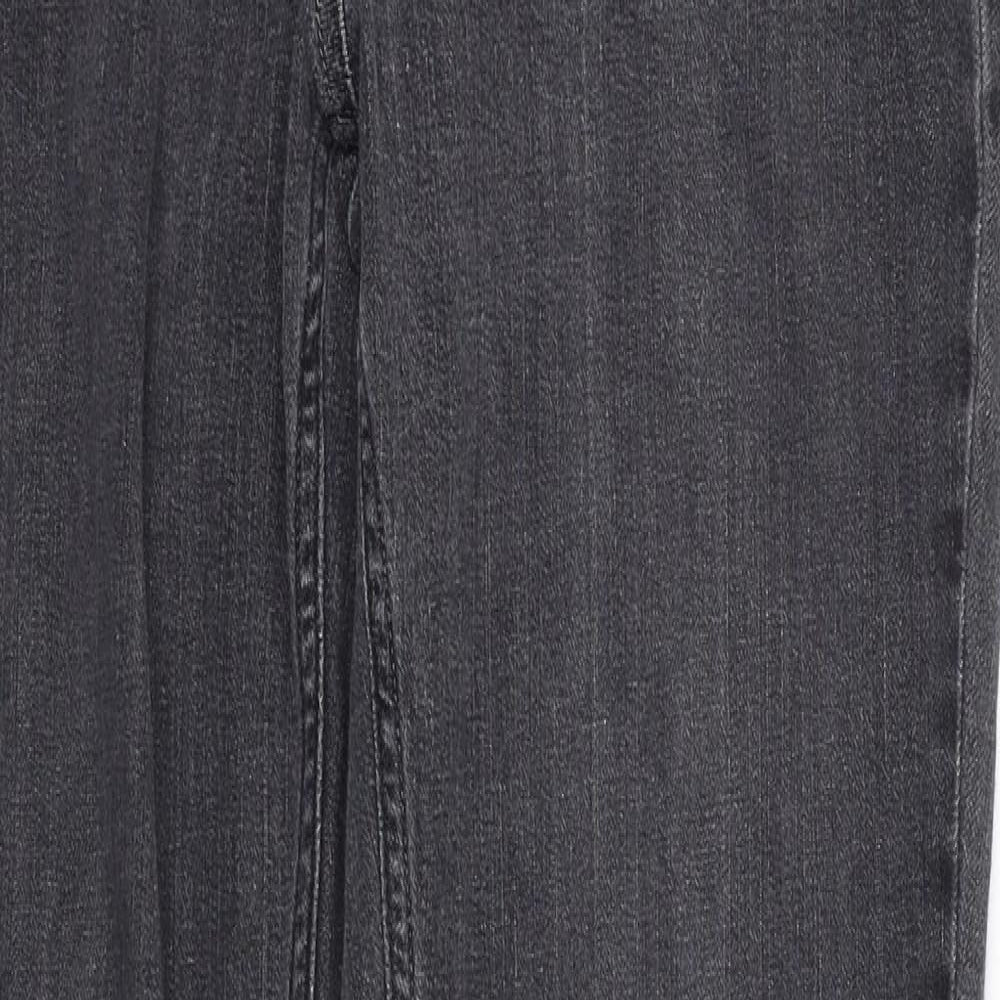 NEXT Womens Black Cotton Straight Jeans Size 14 Regular Zip