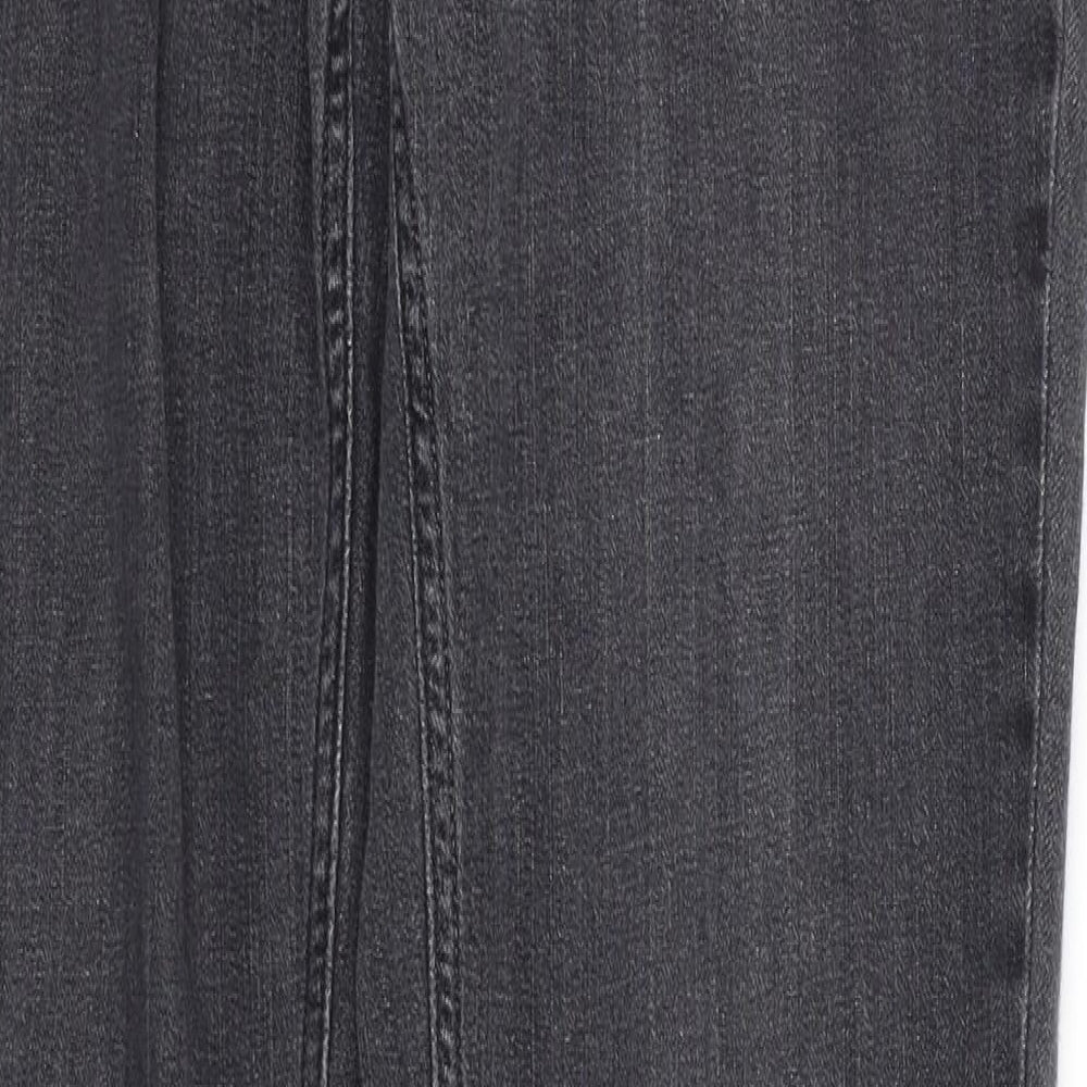 NEXT Womens Black Cotton Straight Jeans Size 14 Regular Zip