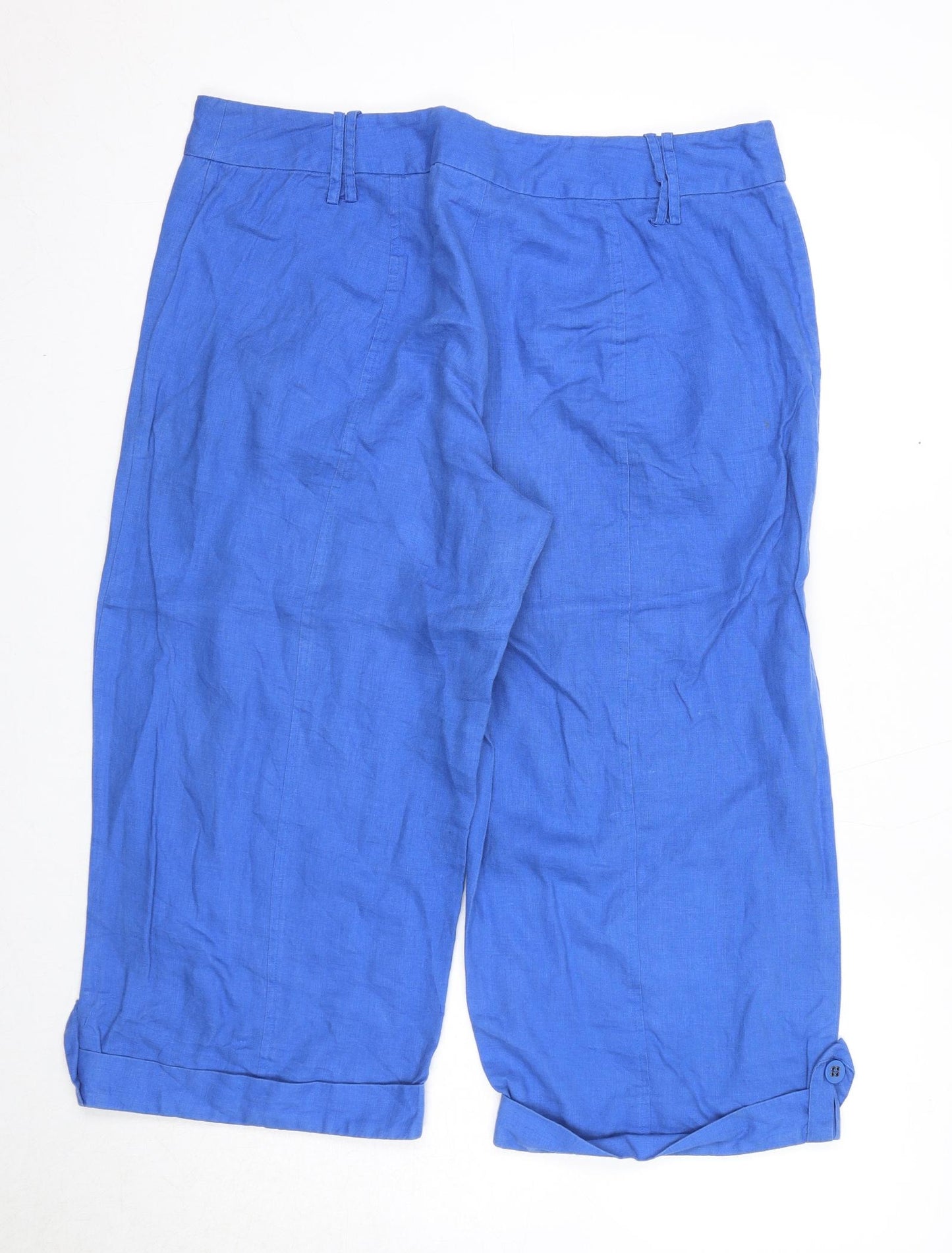 Alex & Co Womens Blue Linen Trousers Size 16 Regular Zip
