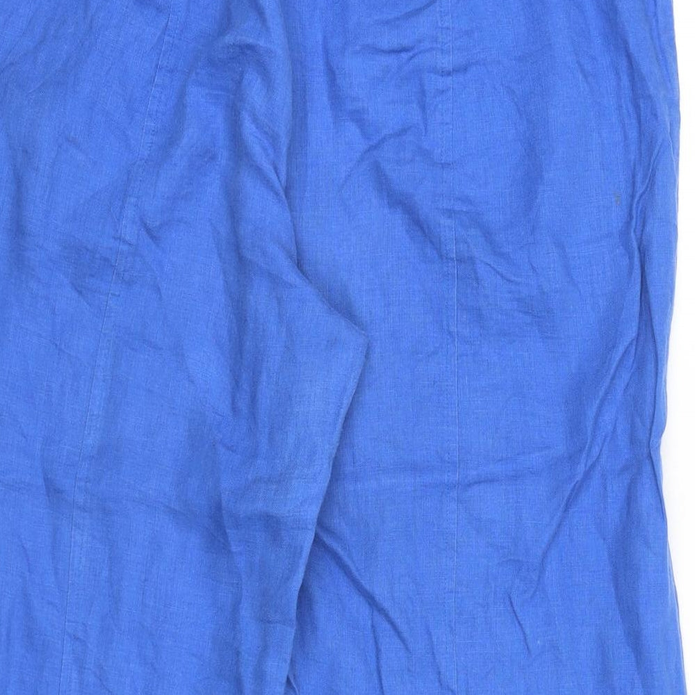 Alex & Co Womens Blue Linen Trousers Size 16 Regular Zip