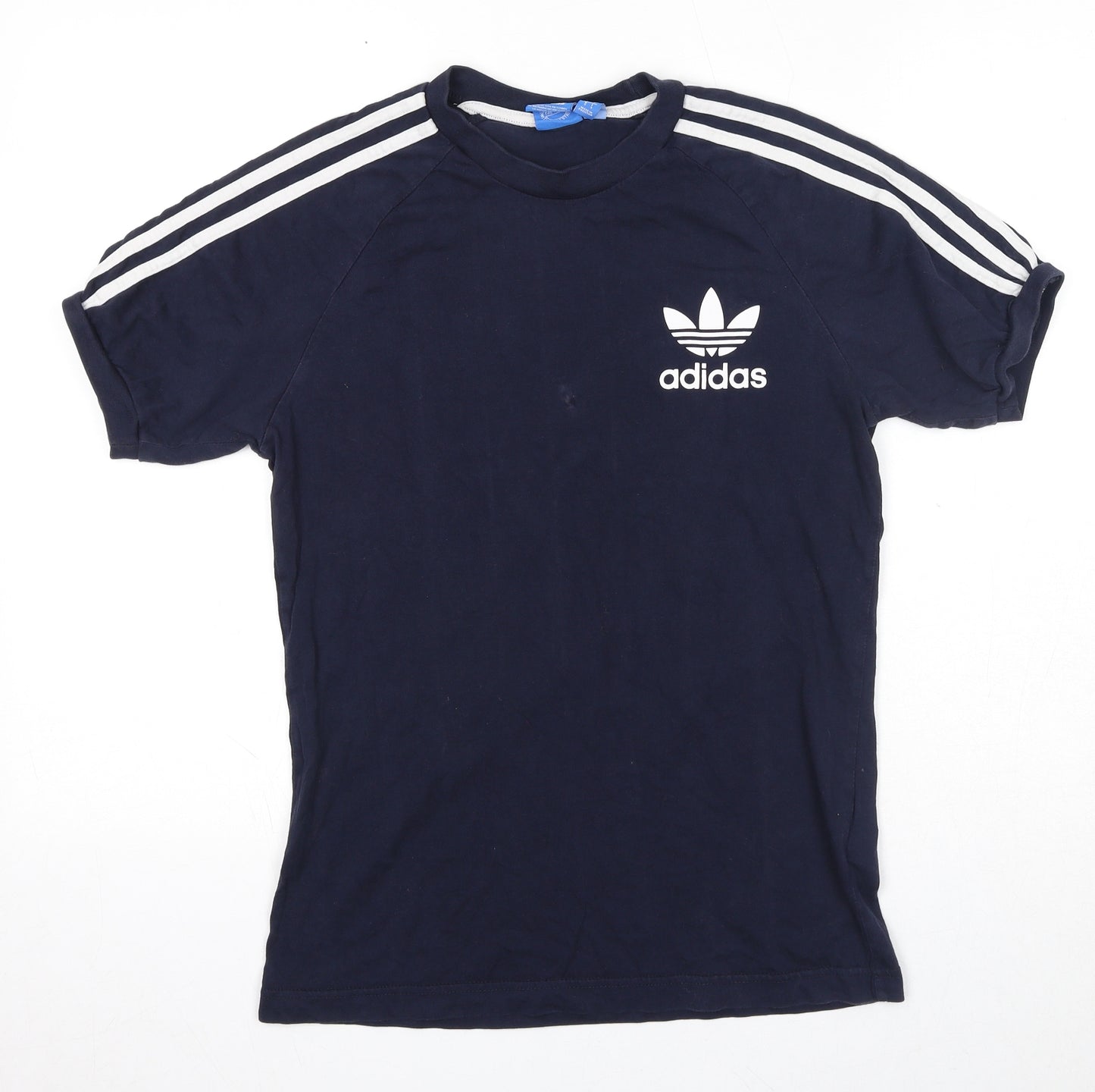 adidas Womens Blue Cotton Basic T-Shirt Size S Crew Neck