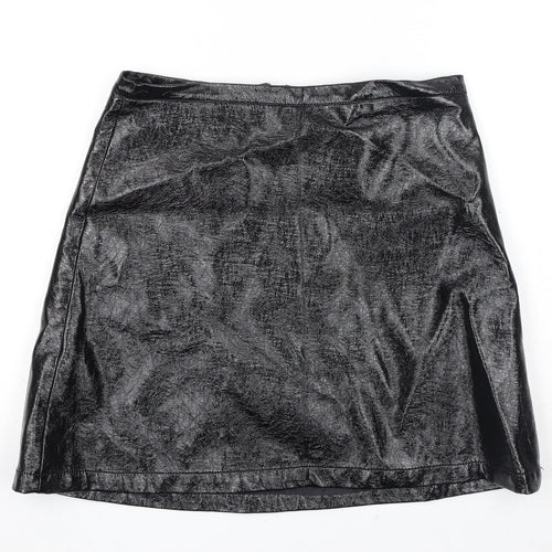 Marks and Spencer Womens Black Viscose A-Line Skirt Size 12 Zip
