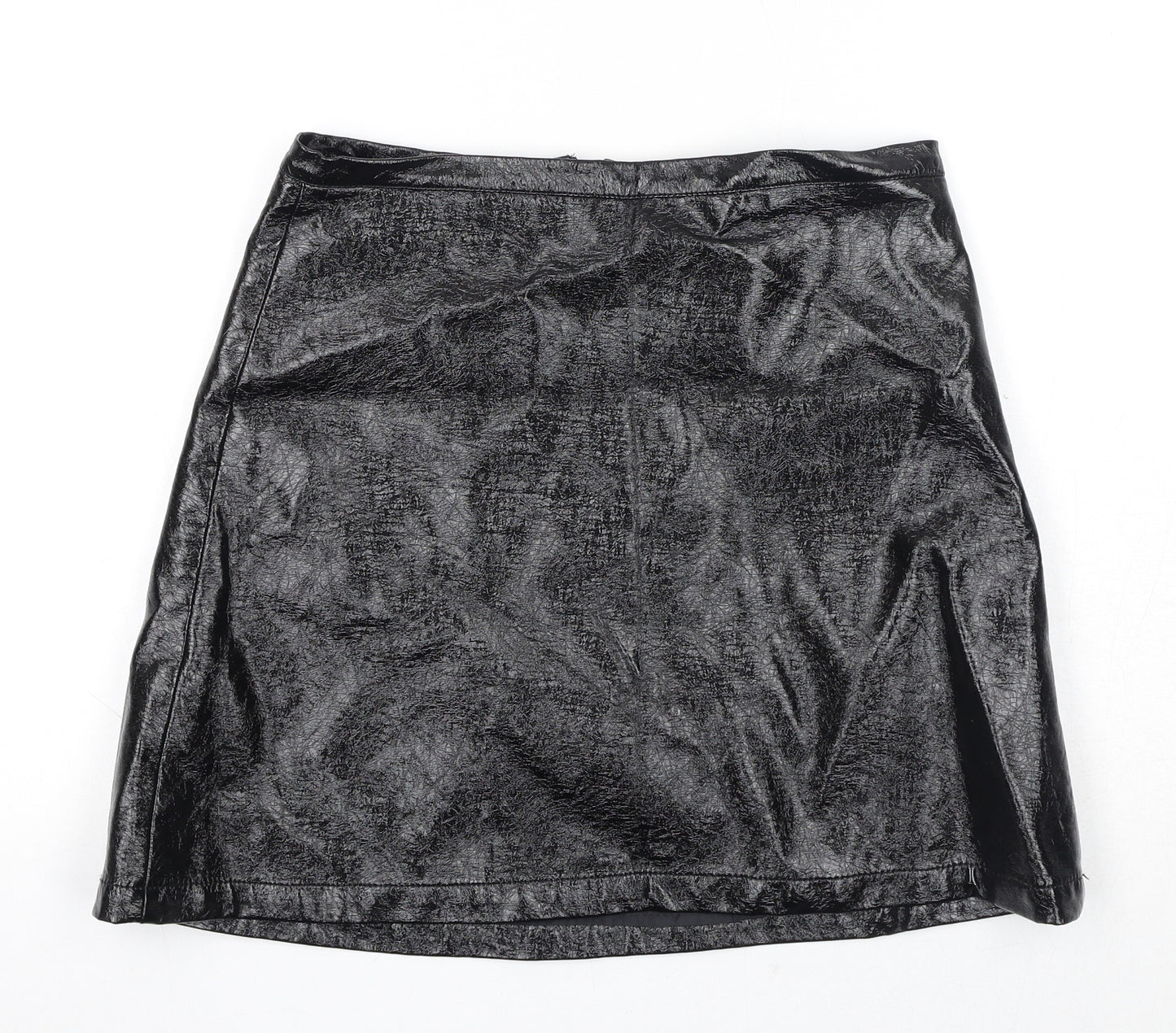 Marks and Spencer Womens Black Viscose A-Line Skirt Size 12 Zip