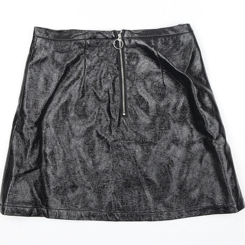Marks and Spencer Womens Black Viscose A-Line Skirt Size 12 Zip