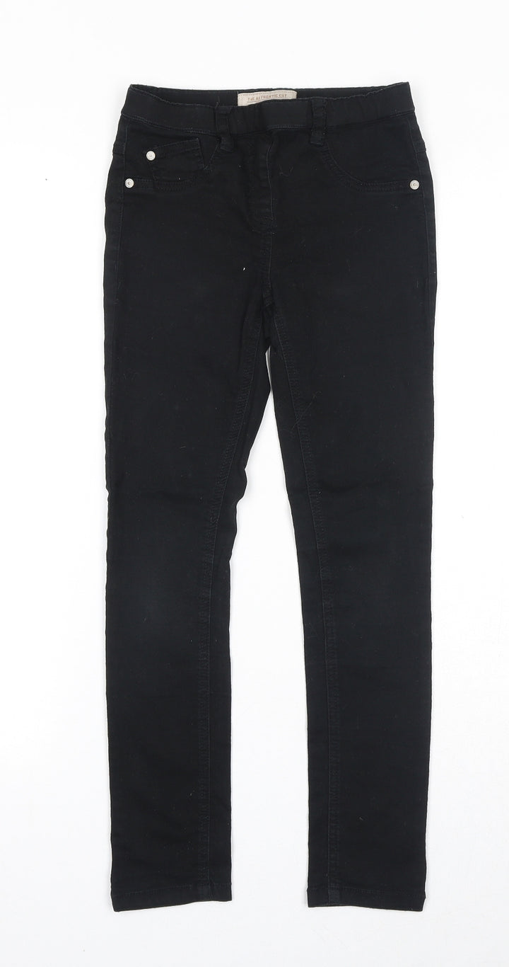 NEXT Girls Black Cotton Skinny Jeans Size 9 Years Regular Pullover