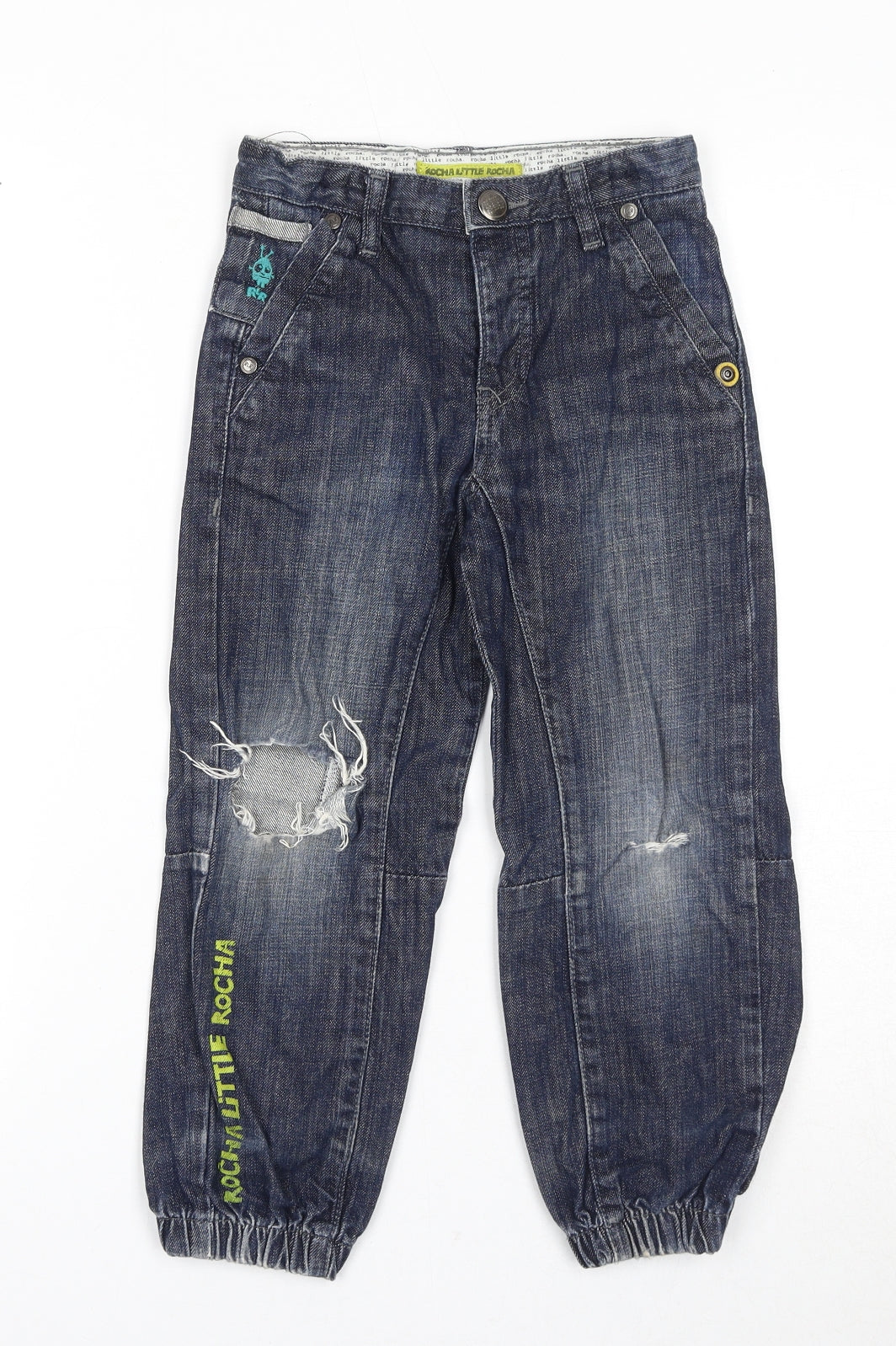 Debenhams Boys Blue Cotton Tapered Jeans Size 5-6 Years Regular Snap