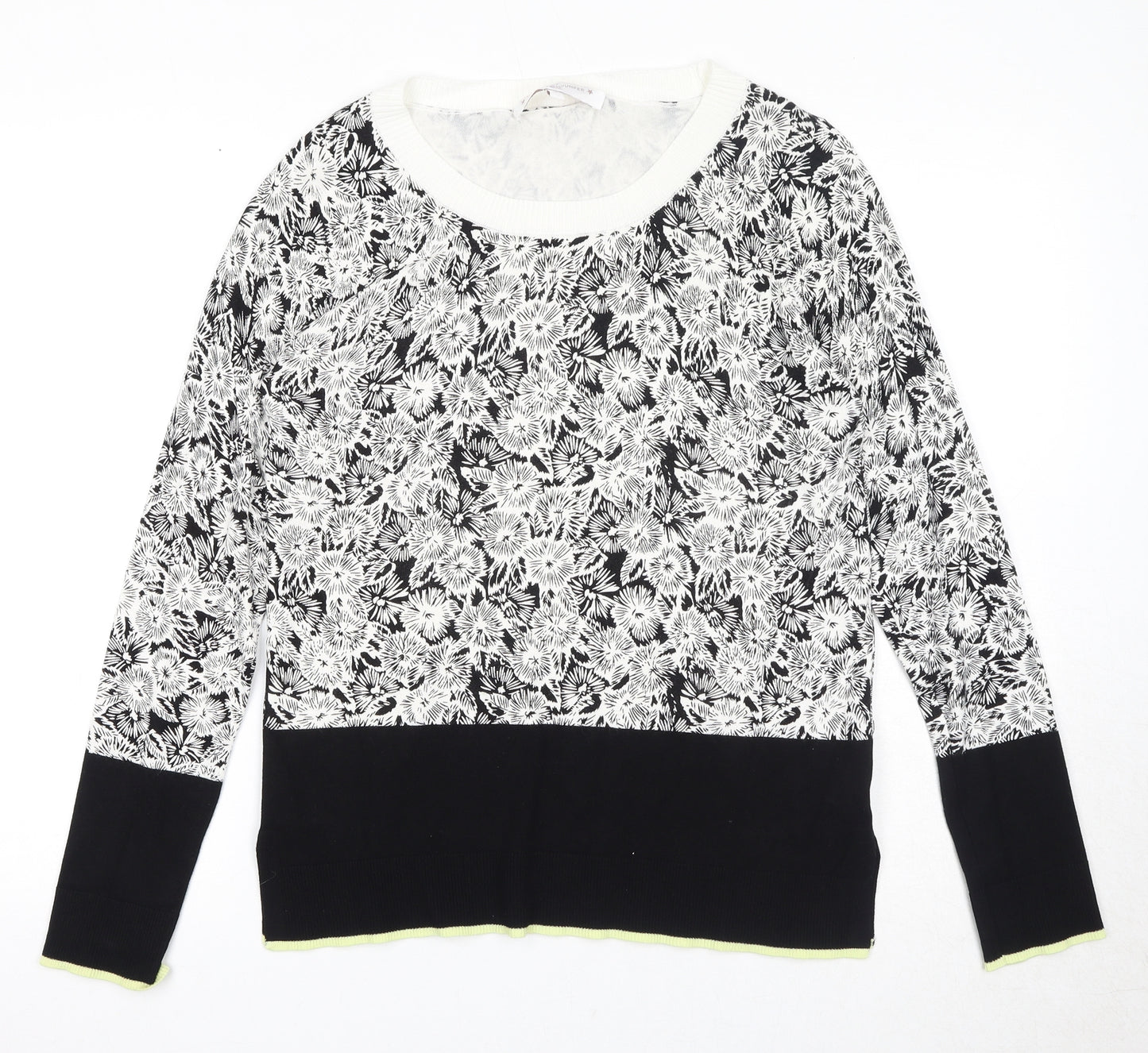 NEXT Womens Black Round Neck Floral Viscose Pullover Jumper Size 10