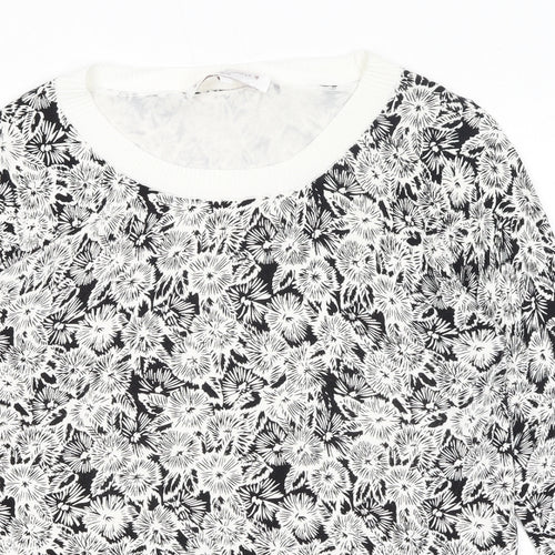NEXT Womens Black Round Neck Floral Viscose Pullover Jumper Size 10