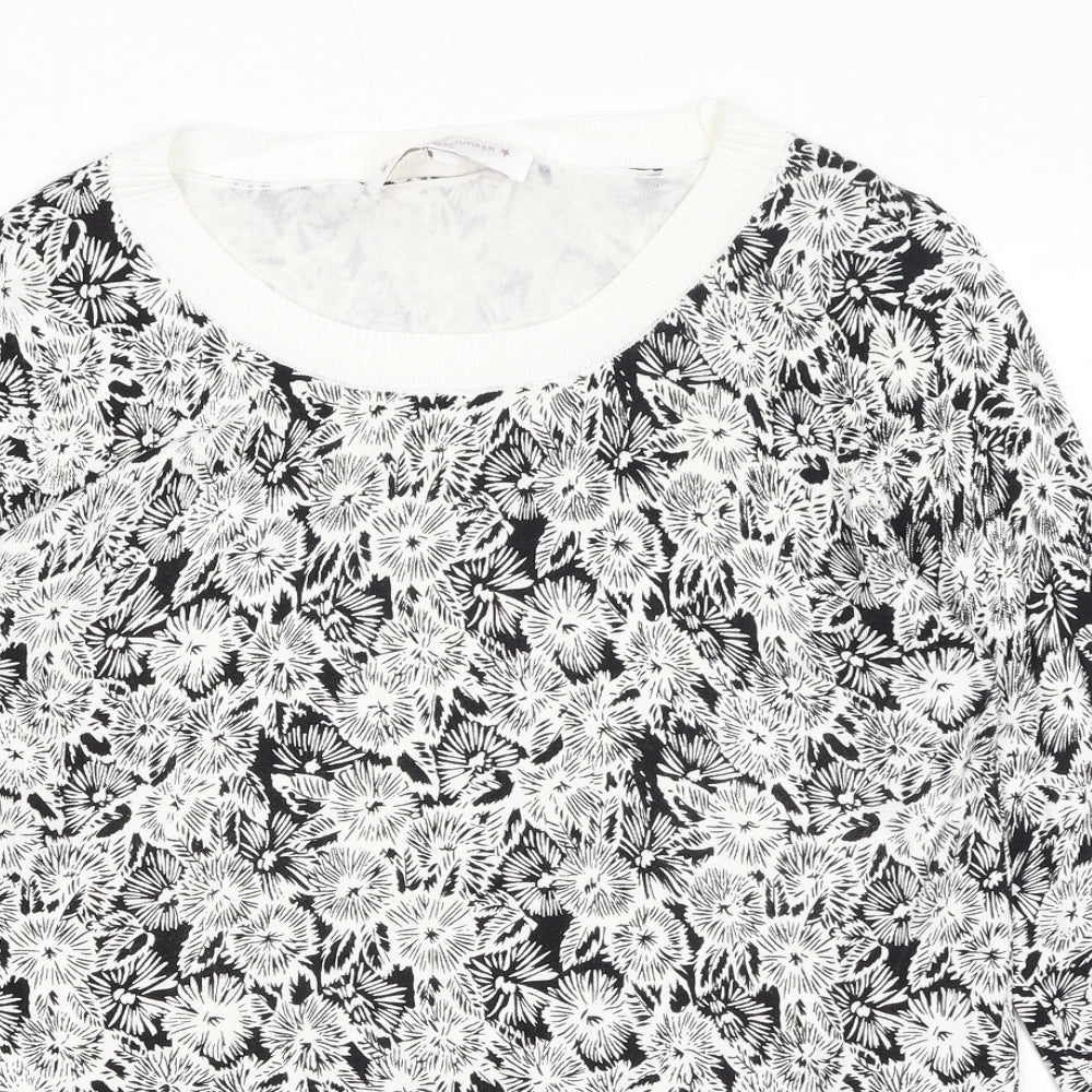 NEXT Womens Black Round Neck Floral Viscose Pullover Jumper Size 10