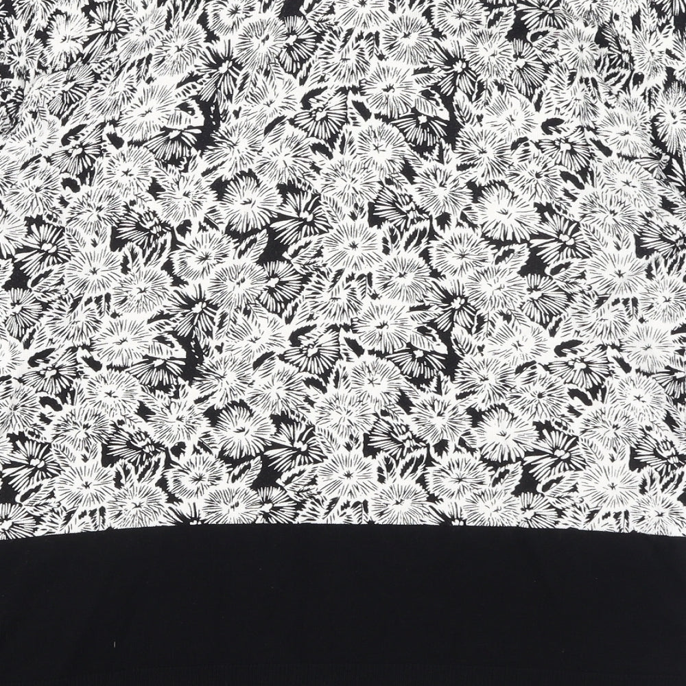 NEXT Womens Black Round Neck Floral Viscose Pullover Jumper Size 10