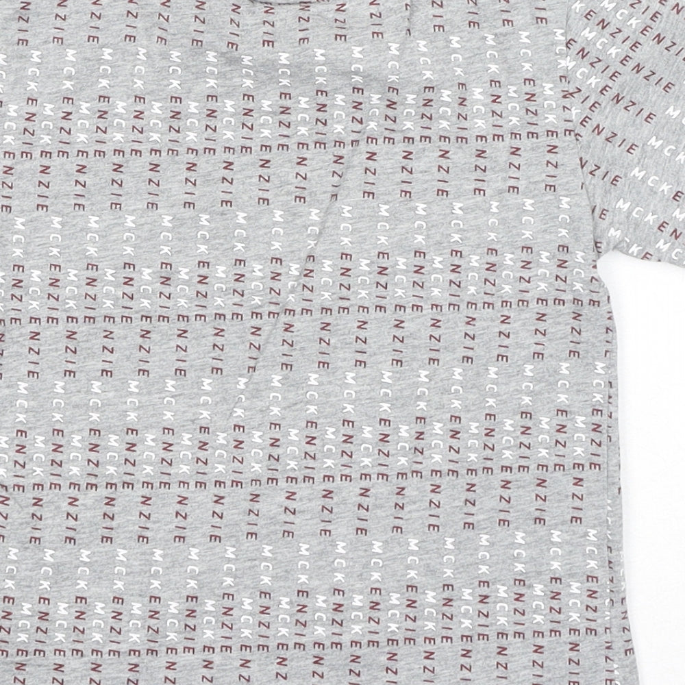 McKenzie Boys Grey Geometric Cotton Pullover T-Shirt Size 4-5 Years Crew Neck Pullover