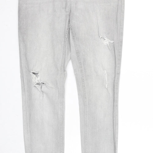 Noisy may Womens Grey Cotton Skinny Jeans Size 30 in Regular Zip