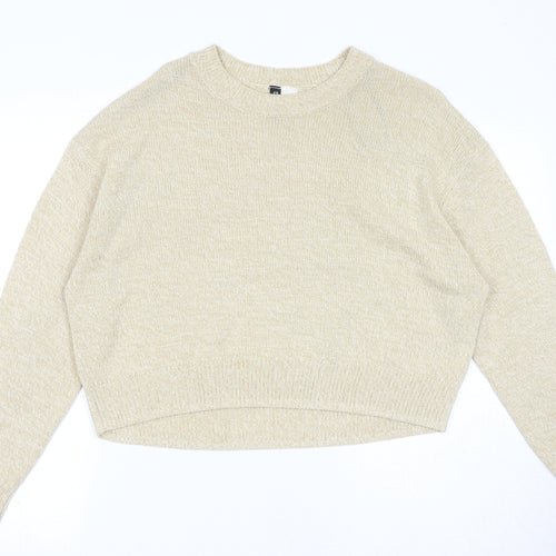 Divided by H&M Womens Beige Round Neck Acrylic Pullover Jumper Size S