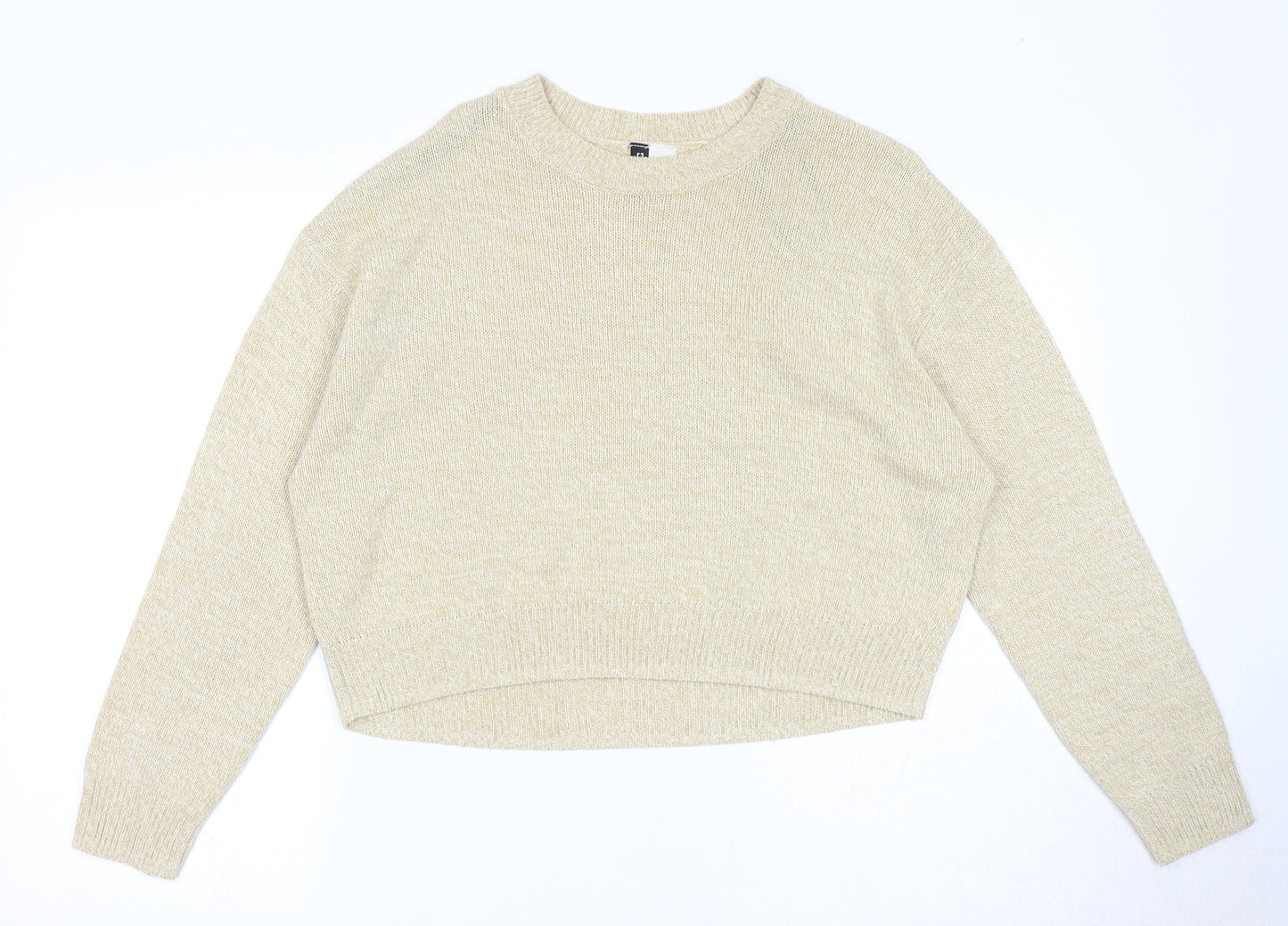 Divided by H&M Womens Beige Round Neck Acrylic Pullover Jumper Size S