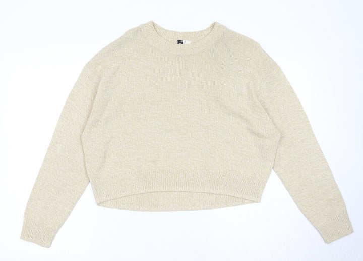Divided by H&M Womens Beige Round Neck Acrylic Pullover Jumper Size S