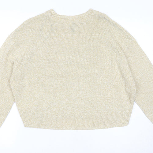 Divided by H&M Womens Beige Round Neck Acrylic Pullover Jumper Size S