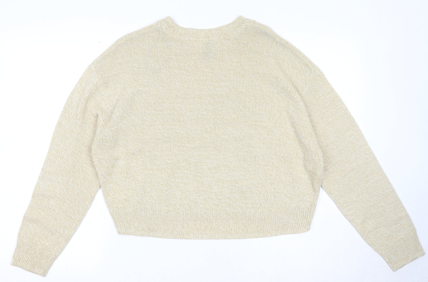 Divided by H&M Womens Beige Round Neck Acrylic Pullover Jumper Size S