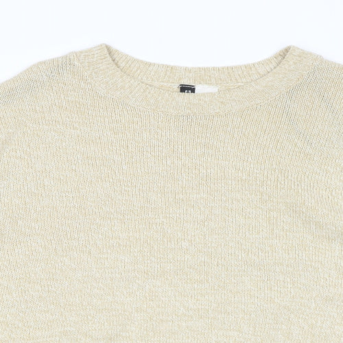 Divided by H&M Womens Beige Round Neck Acrylic Pullover Jumper Size S