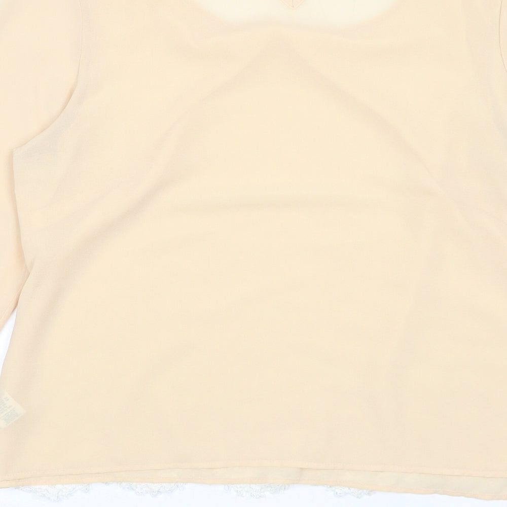 Dorothy Perkins Womens Beige Polyester Basic Blouse Size 12 Boat Neck - Lace Front