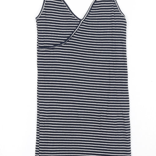 Topshop Womens Blue Striped Cotton Camisole Tank Size 8 V-Neck