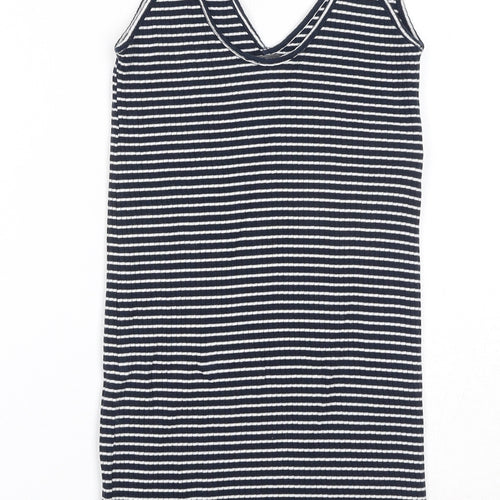 Topshop Womens Blue Striped Cotton Camisole Tank Size 8 V-Neck