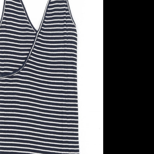 Topshop Womens Blue Striped Cotton Camisole Tank Size 8 V-Neck