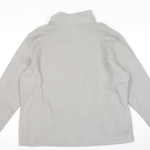 Anne De Lancay Womens Grey Jacket Size L Zip - Flower Detail