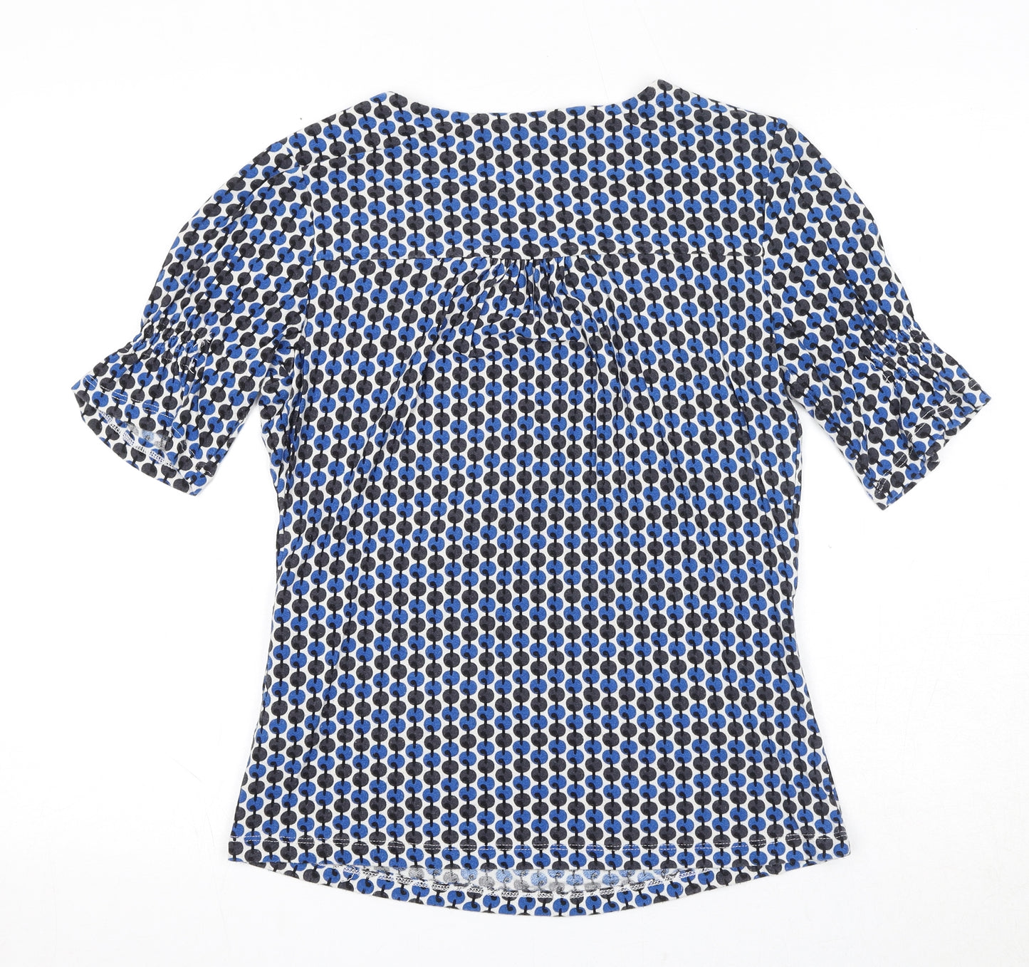 NEXT Womens Blue Geometric Viscose Basic Blouse Size 10 V-Neck - Wrap Style