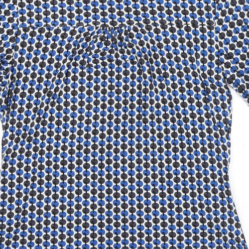 NEXT Womens Blue Geometric Viscose Basic Blouse Size 10 V-Neck - Wrap Style