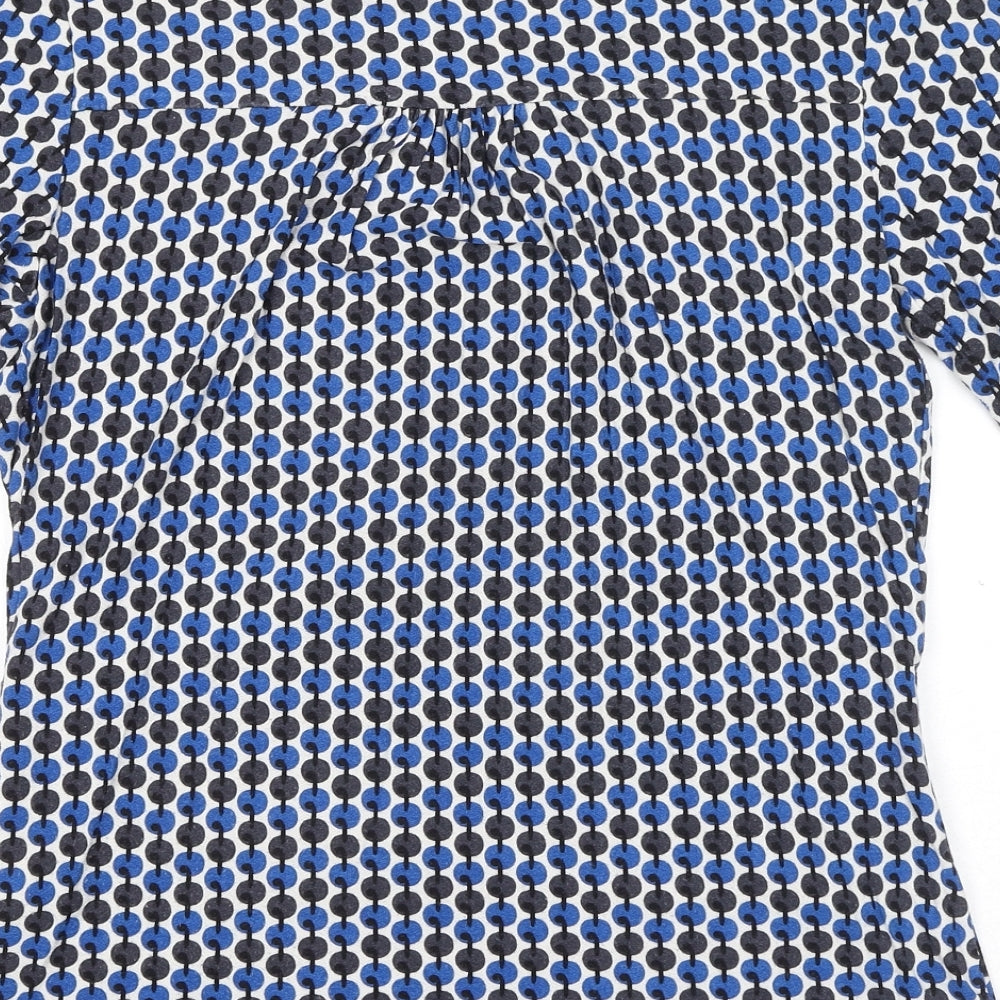 NEXT Womens Blue Geometric Viscose Basic Blouse Size 10 V-Neck - Wrap Style