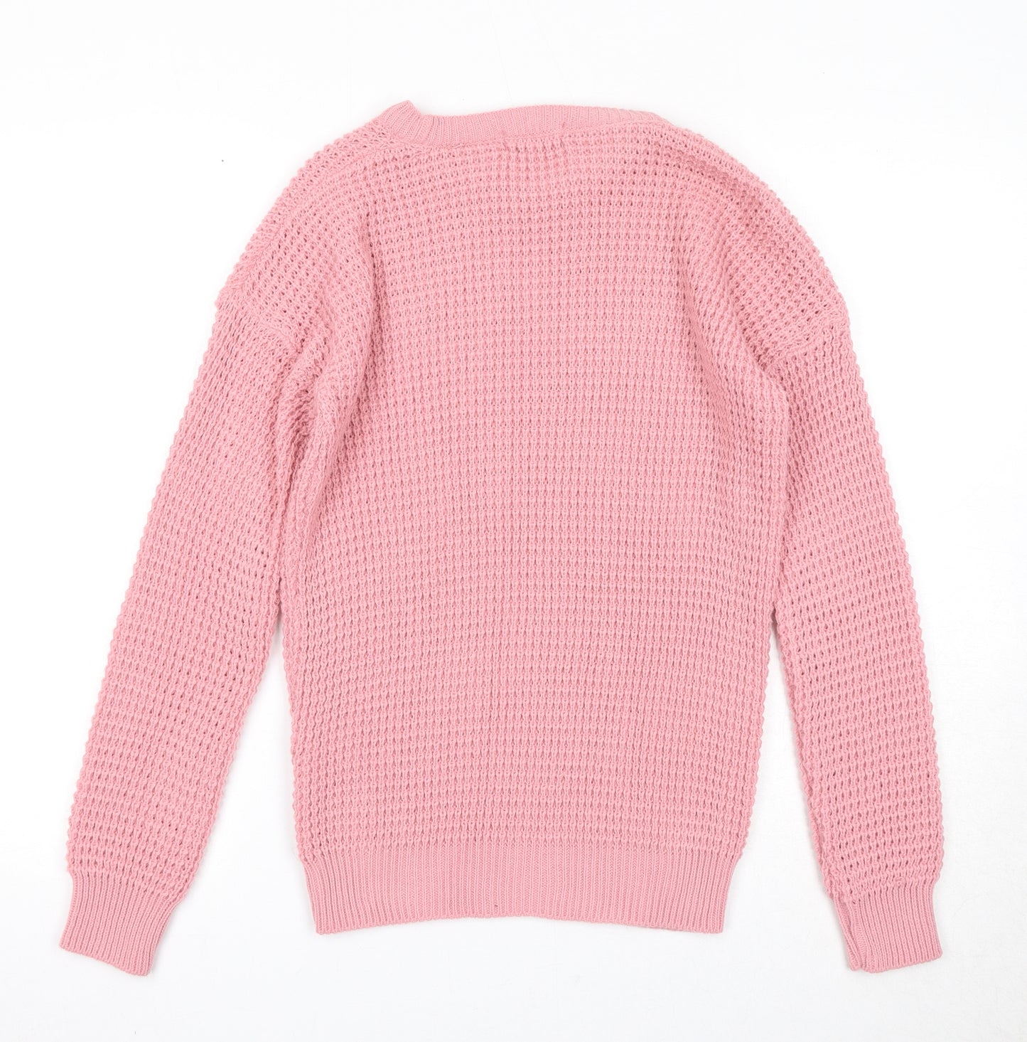 Daisy Street Womens Pink Round Neck Acrylic Pullover Jumper Size XS