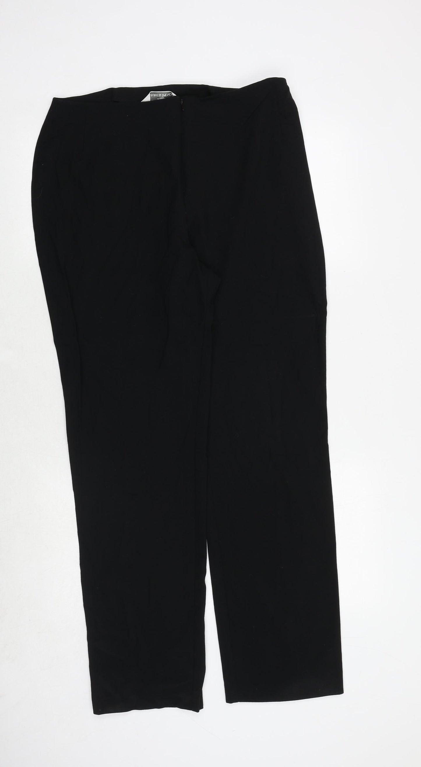 Marks and Spencer Womens Black Polyester Trousers Size 16 Regular Zip