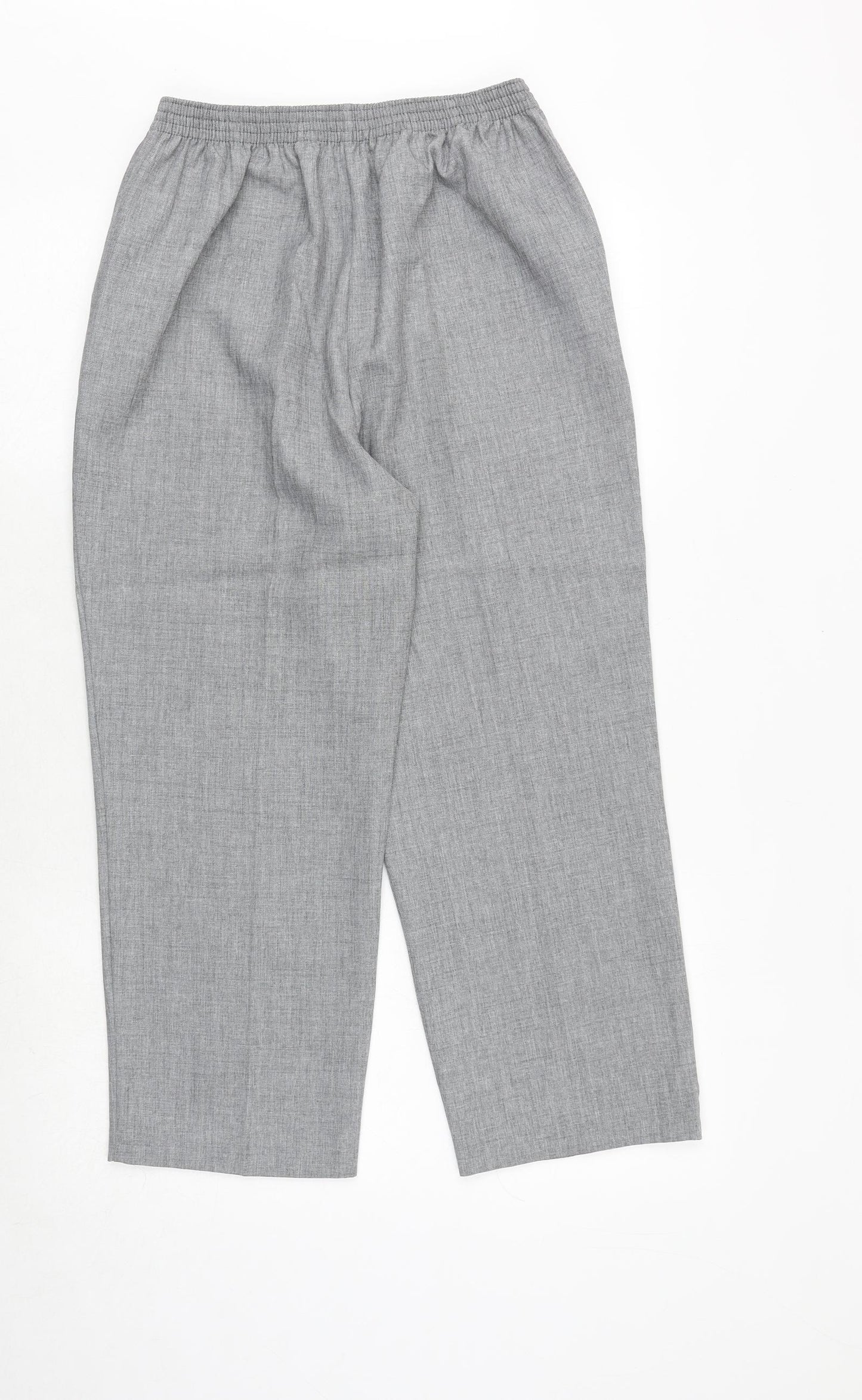 Petites Womens Grey Polyester Trousers Size 12 Regular