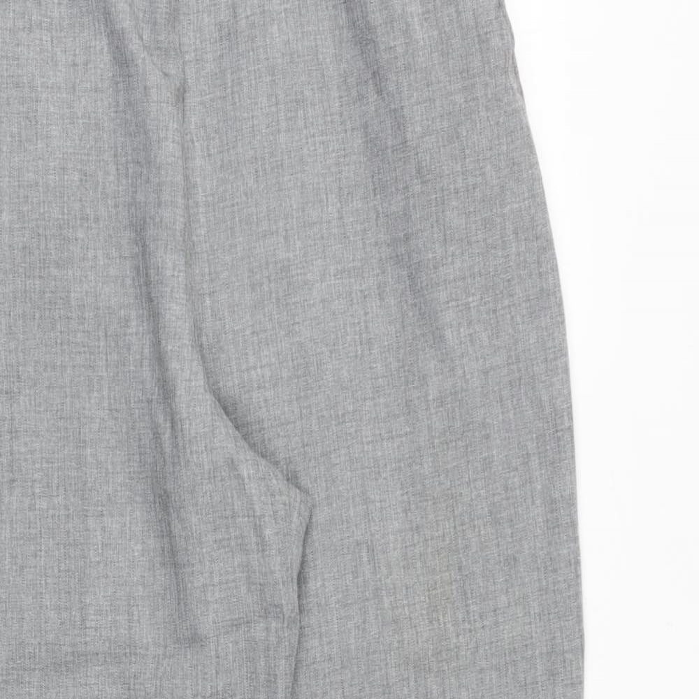 Petites Womens Grey Polyester Trousers Size 12 Regular