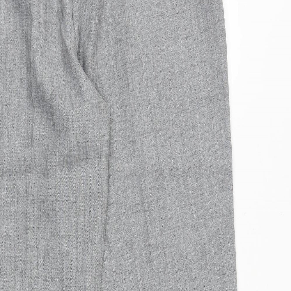 Petites Womens Grey Polyester Trousers Size 12 Regular