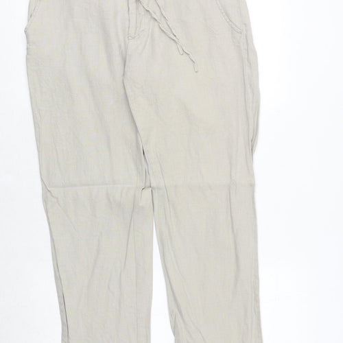 H&M Womens Beige Cotton Trousers Size 20 Regular Zip