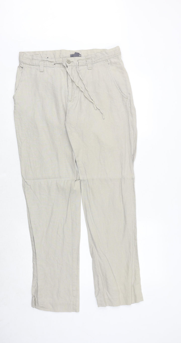 H&M Womens Beige Cotton Trousers Size 20 Regular Zip