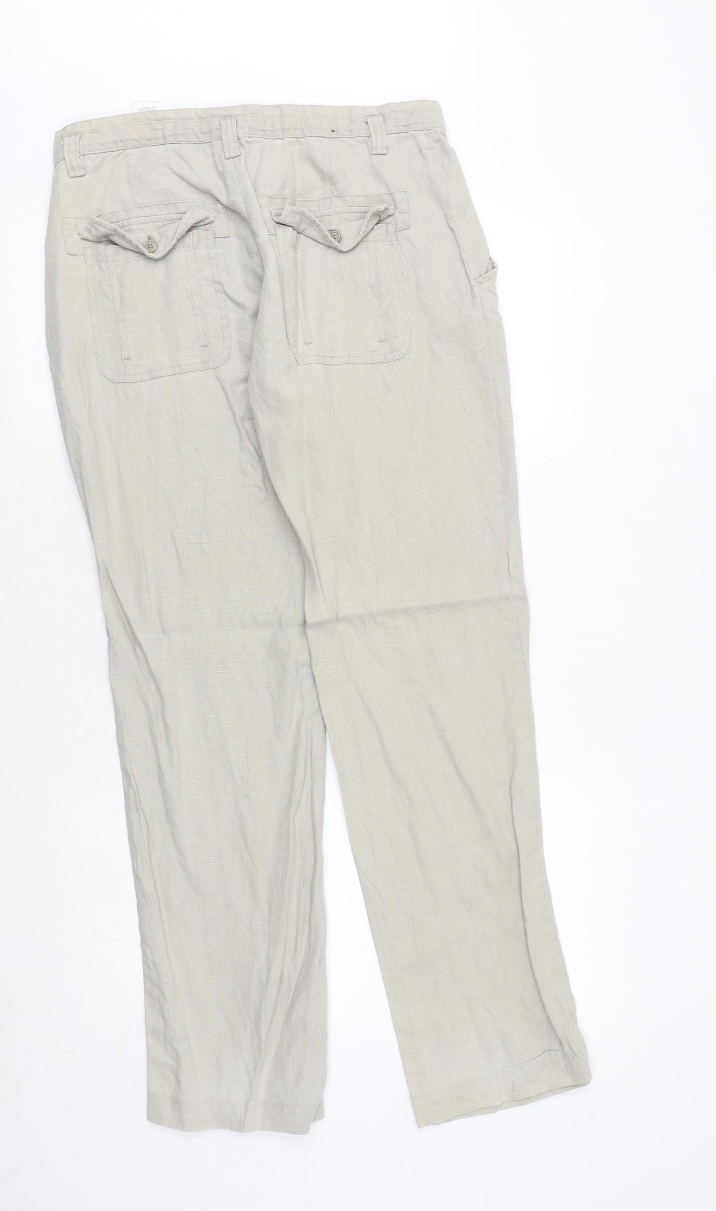 H&M Womens Beige Cotton Trousers Size 20 Regular Zip