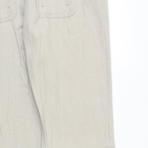 H&M Womens Beige Cotton Trousers Size 20 Regular Zip