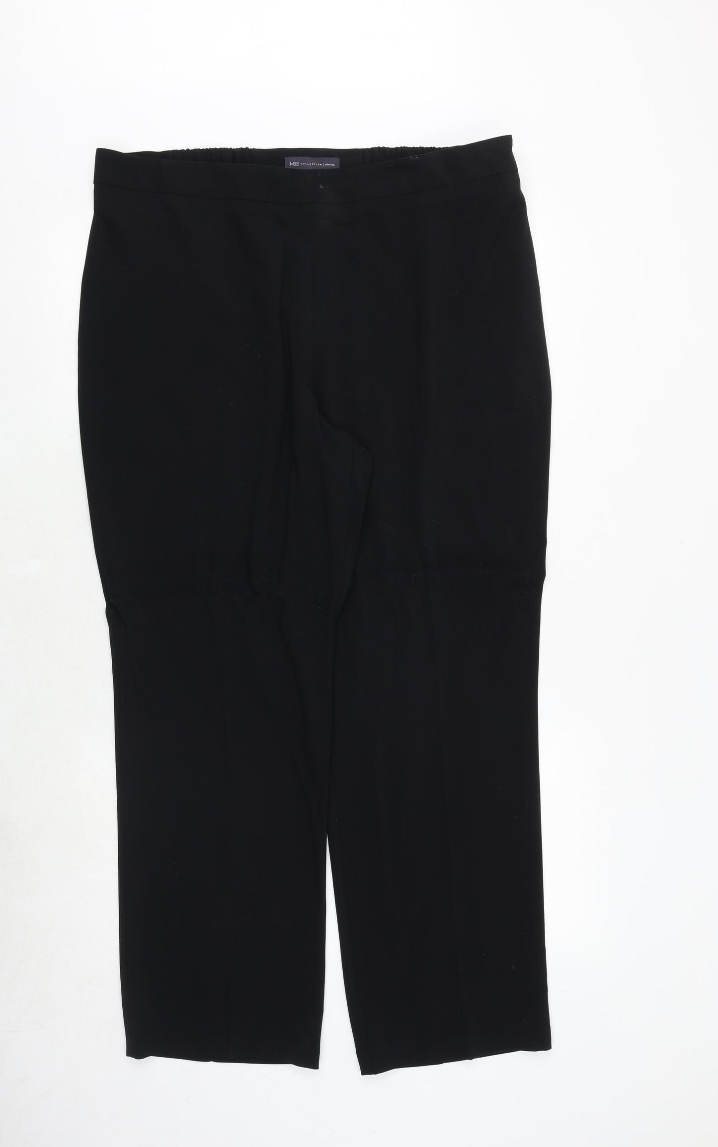 Marks and Spencer Womens Black Polyester Trousers Size 18 Regular Zip
